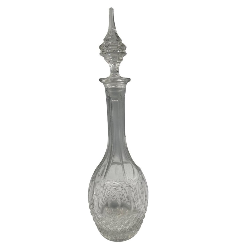 Vintage Cut Glass Decanter Diamond Pattern & Original Stopper Elegant Design